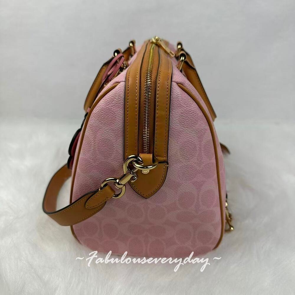 Coach Rowan Large Satchel Bag Signature Canvas with Charms CEA19 Powder Pink NWT - Picture 2 of 9